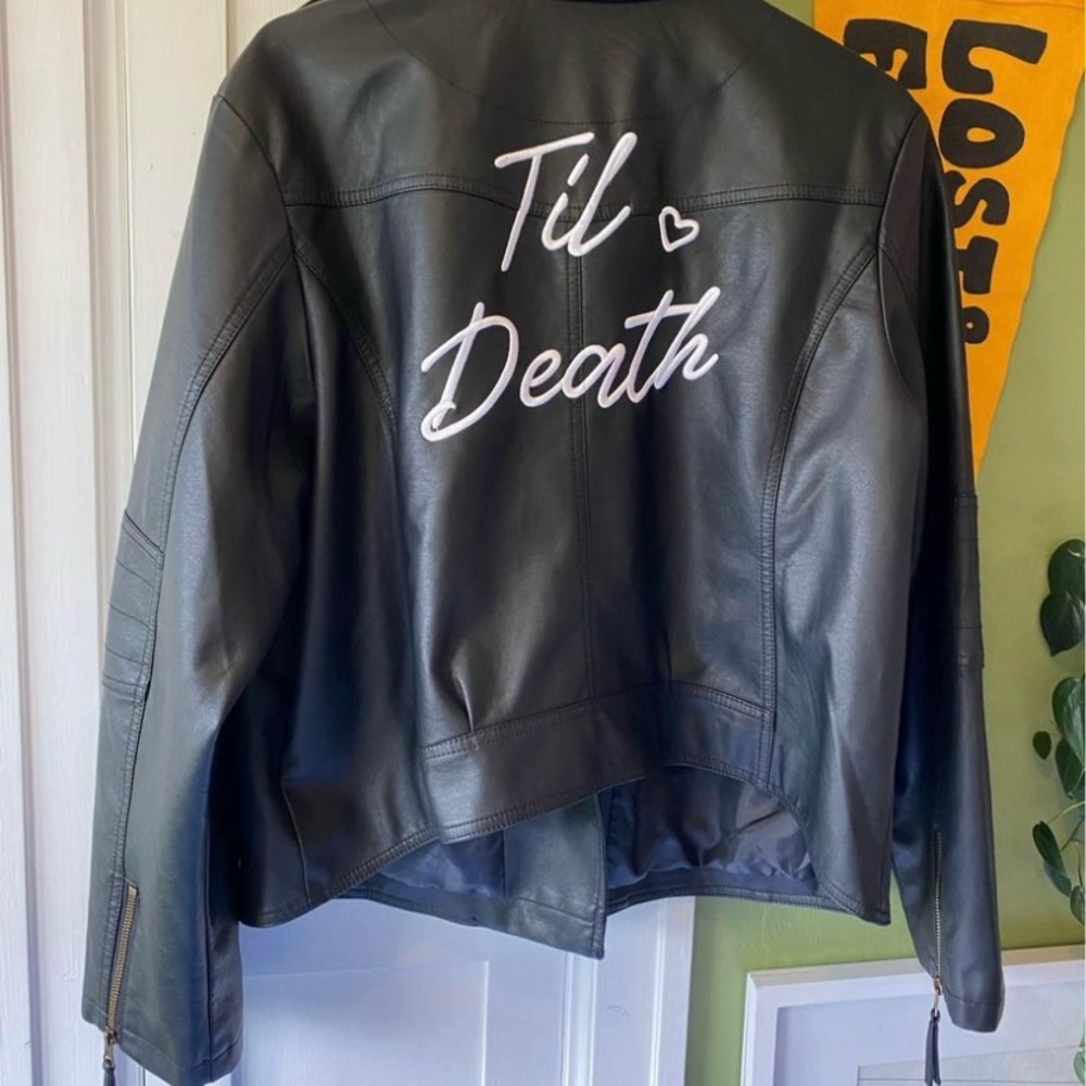 Til Death Faux leather jacket Moto style Plus size perfect condition